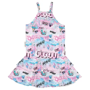 Print Spaghetti Frilla Dress
